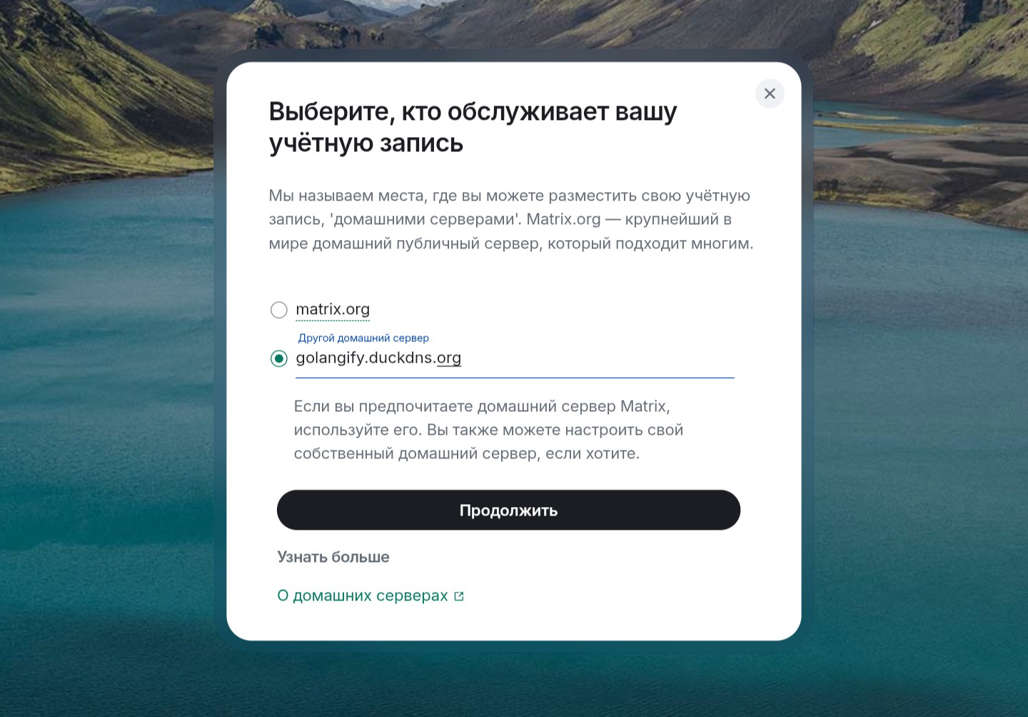 Поле ввода домена golangify.duckdns.org